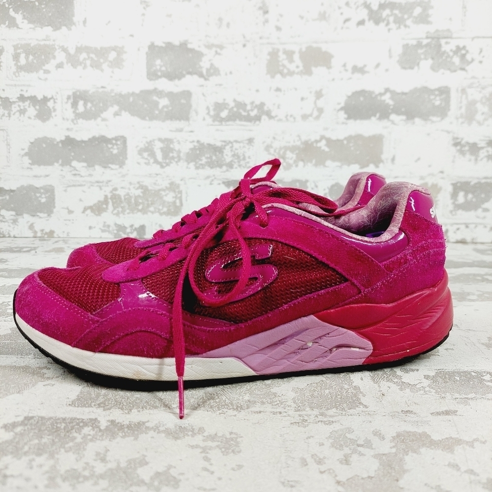 Skechers 611 Pink Suede Lace Up Low Top Running Athletic Sneakers W575